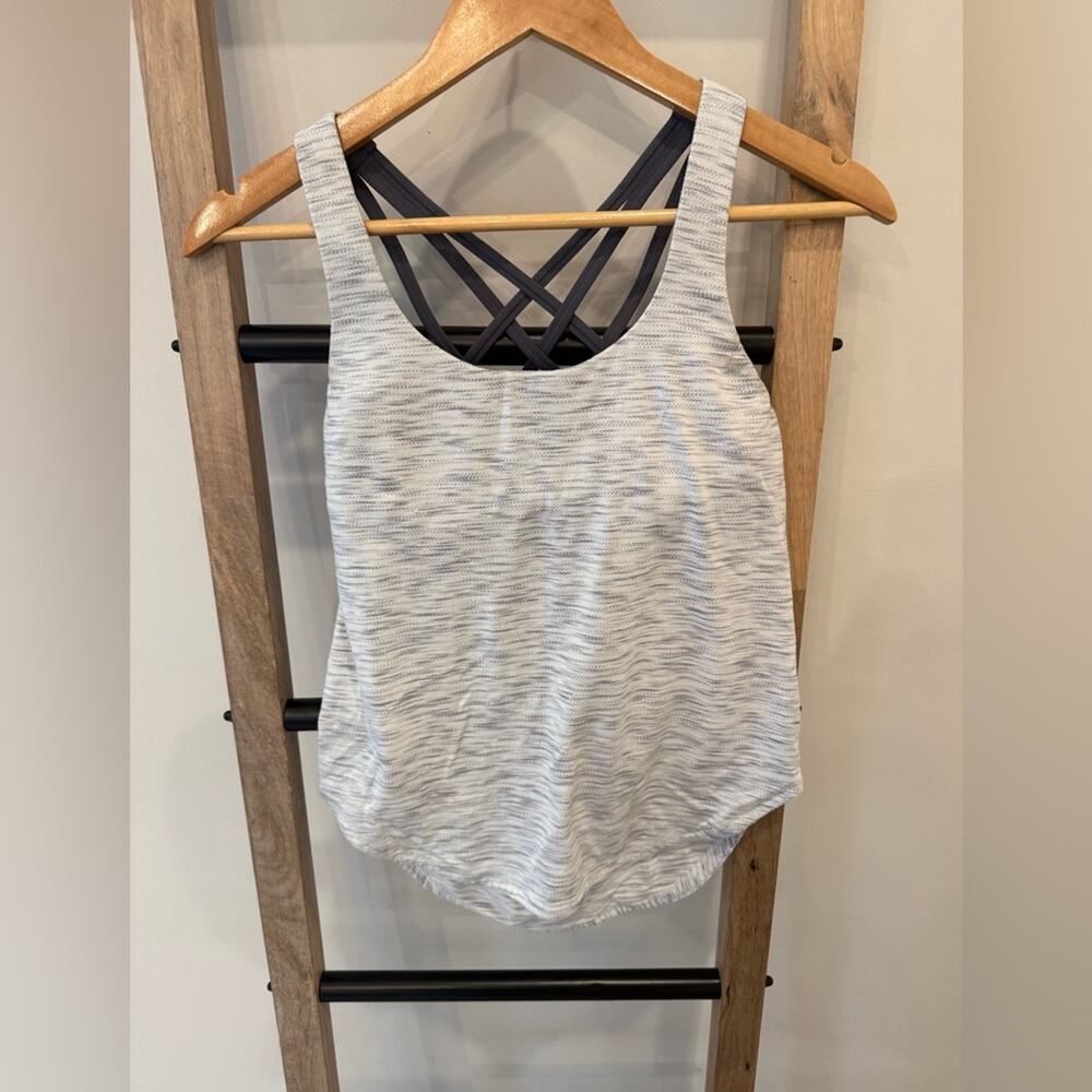 Gray & Black Lululemon Women's Tank W/Criss Cross back 2